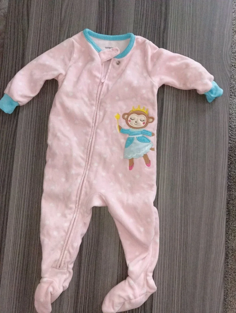 Baby Girls Carter's 6m Monkey Sleeper Pj Pajama Sleepwear